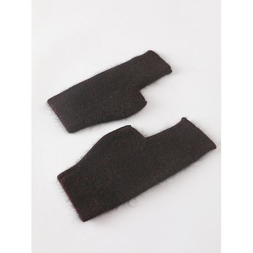 Gants D'automne Et D'hiver En Cachemire De Vison, Mitaines Chaudes En Laine De Raton Laveur, Longueur Du Poignet Avec Trou Pour Le Pouce, Mitaines Coréennes Pour Femme, Jolie Taille Unique 03 Noir Et Rouge