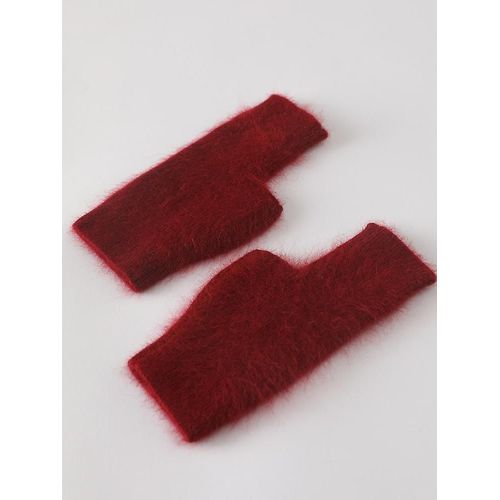 Gants D'automne Et D'hiver En Cachemire De Vison, Mitaines Chaudes En Laine De Raton Laveur, Longueur Du Poignet Avec Trou Pour Le Pouce, Mitaines Coréennes Pour Femmes, Jolie Taille Unique 02 Bordeaux