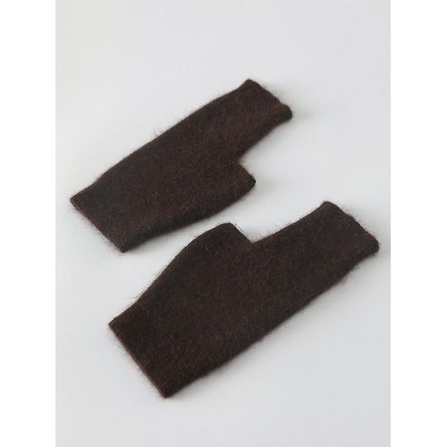 Vison Cachemire Automne Hiver Gants Mitaines Chaudes En Laine De Raton Laveur Mitaines Longueur Du Poignet Avec Trou Pour Le Pouce Mitaines Coréenne Femme Belle Taille Unique 01 Marron