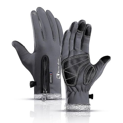 Gants De Ski Thermiques Pour Hommes Et Femmes, En Polaire Thermique, Imperméables, Pour Snowboard, Écran Tactile, Moto, Mitaines Chaudes, M, Gris, Hiver
