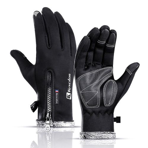 Gants De Ski Thermiques Pour Hommes Et Femmes, En Polaire Thermique, Imperméables, Pour Snowboard, Écran Tactile, Moto, Mitaines Chaudes, L, Noir, Hiver