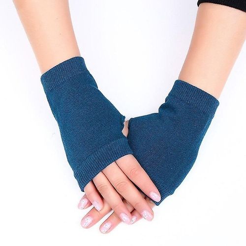 Paire De Gants D'hiver Chauds En Cachemire Solide Pour Femmes, Gants D'hiver Pour Femmes, Gants Sans Doigts Pour Femmes, Mitaines Chauffe-Poignets, Taille Libre Noir Vert
