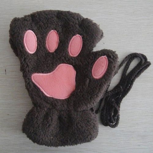 Mitaines D'hiver En Fourrure De Lapin Pour Femmes, Gants Sans Doigts, En Peluche, Chauds, Doux, Épais, Pour Femmes Et Filles, Flexibles, Demi-Doigt, Taille Unique, Style Griffe De Café