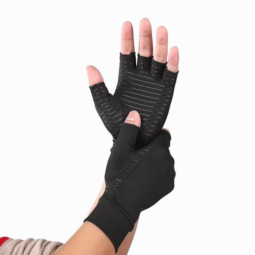 Gants D'arthrite De Compression Demi-Doigt Pour La Thérapie Anti-Arthrite Traitement De La Polyarthrite Rhumatoïde Soulagement Des Douleurs Articulaires De La Main Hiver Chaud M Noir