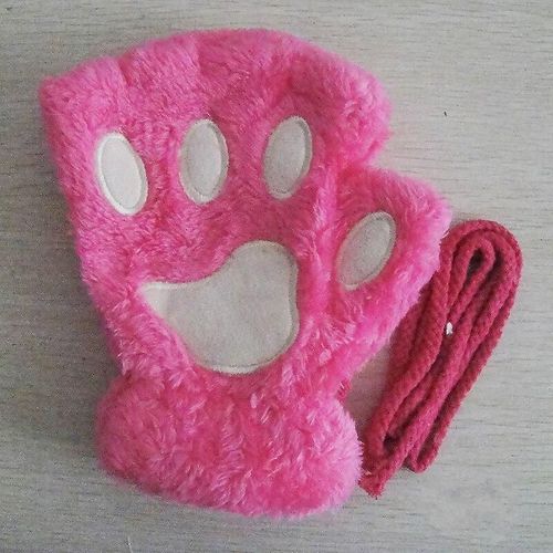 Mitaines D'hiver En Fourrure De Lapin Pour Femmes, Gants Sans Doigts, Gants Chauds En Peluche, Gants D'hiver Doux Et Épais Pour Femmes Et Filles, Demi-Doigt Flexible, Taille Unique, Rose Rose - Style Griffe