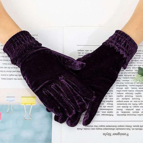 Gants Élastiques En Velours Doré Pour Femmes, Chauds D'hiver, À La Mode, Courts Et Fins, Élégants, Pour Fête De Banquet, Taille Unique 1