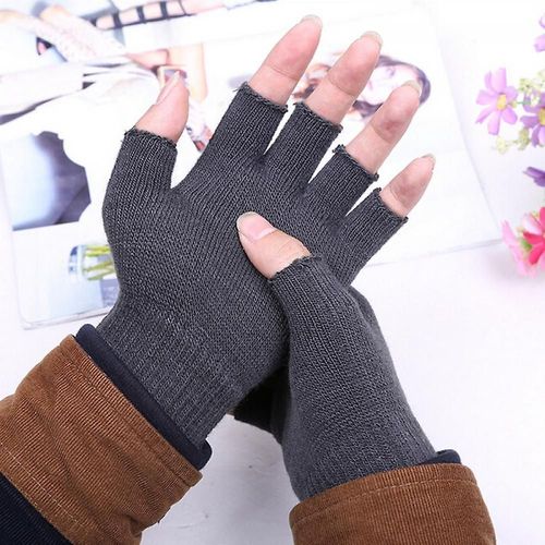 Femmes Hommes Couleur Unie Demi Doigt Mitaines Sans Doigts Laine Tricot Poignet Gant Hiver Chaud Doux Gants Courts Épais Tricoté Mitaines Other