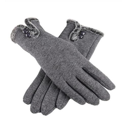 Nouvelle Femme Automne Hiver Non Inversé Velours Cachemire Doigt Complet Chaud Dentelle Gants Femmes Coton Écran Tactile Gants Taille Unique Dimgray