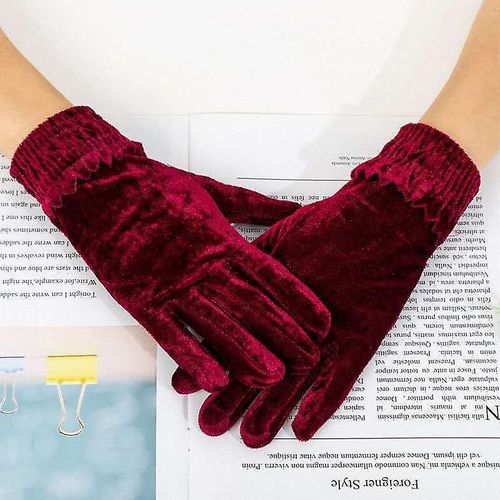 Gants Élastiques En Velours Doré Pour Femmes, Chauds D'hiver, À La Mode, Courts Et Fins, Élégants, Pour Fête De Banquet, Taille Unique 5