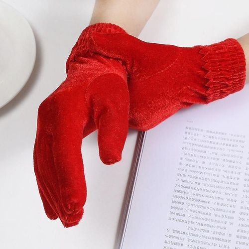 Gants Élastiques En Velours Doré Pour Femmes, Chauds D'hiver, À La Mode, Courts Et Fins, Élégants, Pour Fête De Banquet, Taille Unique 4