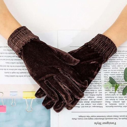 Gants Élastiques En Velours Doré Pour Femmes, Chauds D'hiver, À La Mode, Courts Et Fins, Élégants, Pour Fête De Banquet, Taille Unique 2