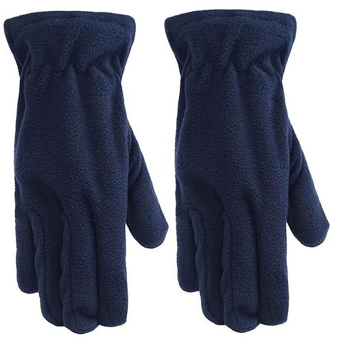 Paire De Gants Polaires En Daim, Chauds D'hiver, Mitaines Lavables En Plein Air, Couleur Unie, Doigt Complet, Taille Unique, Marine, Nouvelle Collection