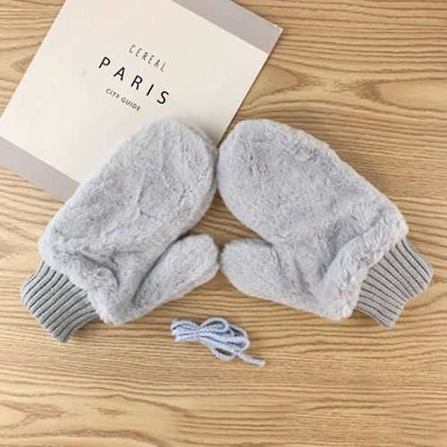 Mitaines D'hiver En Cachemire Pour Femmes, À La Mode, Col Suspendu, Fausse Fourrure De Lapin Épaisse, Gants De Conduite, Même Les Doigts, Gants Chauds Tricotés, Taille Unique, Gris Clair