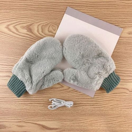 Mitaines D'hiver En Cachemire Pour Femmes, À La Mode, Col Suspendu, Fausse Fourrure De Lapin Épaisse, Gants De Conduite, Même Les Doigts, Gants Chauds Tricotés, Taille Unique, Vert