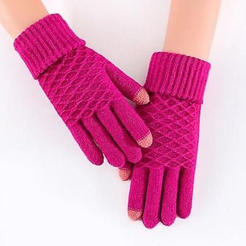 Femmes Tricotées Gants D'hiver Velours Épais Chaud Gants Décontractés Hommes Unisexe Automne Hiver Écran Tactile Gants De Ski 11 Couleur Rose Rouge