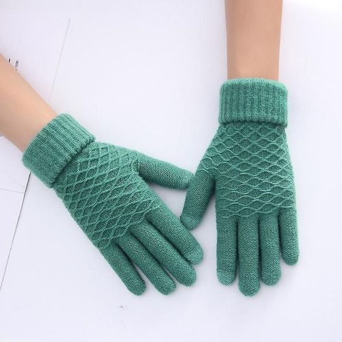 Gants D'hiver Tricotés En Velours Pour Femmes, Épais, Chauds, Décontractés, Pour Hommes, Unisexe, Pour Écran Tactile, De Ski, 11 Couleurs, Vert, Automne Et Hiver