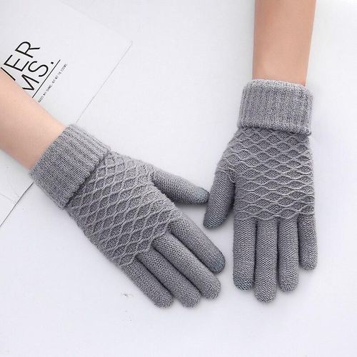 Gants D'hiver Tricotés En Velours Pour Femmes Et Hommes, Épais, Chauds Et Décontractés, Unisexes, Pour Écran Tactile, Pour Le Ski, 11 Couleurs, Gris, Automne Et Hiver