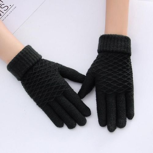 Gants D'hiver Tricotés En Velours Pour Femmes, Épais, Chauds, Décontractés, Unisexes, Pour Écran Tactile, Pour Le Ski, 11 Couleurs, Noir, Automne Et Hiver