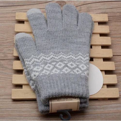 Gants D'hiver Pour Écran Tactile Femmes Hommes Mitaines En Tricot Extensible Chaud Imitation Laine Doigt Complet Femme Crochet Épaissir Taille Unique Style 3 Gary