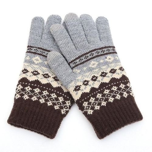 Gants D'hiver Pour Écran Tactile Femmes Hommes Mitaines En Tricot Extensible Chaud Imitation Laine Doigt Complet Femme Crochet Épaissir Taille Unique Style 2 Gary
