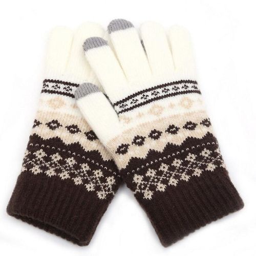 Gants D'hiver Pour Écran Tactile Femmes Hommes Mitaines En Tricot Extensible Chaud Imitation Laine Doigt Complet Femme Crochet Épaissir Taille Unique Style 2 Café