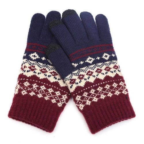 Gants D'hiver Pour Écran Tactile Femmes Hommes Mitaines En Tricot Extensible Chaud Imitation Laine Doigt Complet Femme Crochet Épaissir Taille Unique Style 2 Bleu