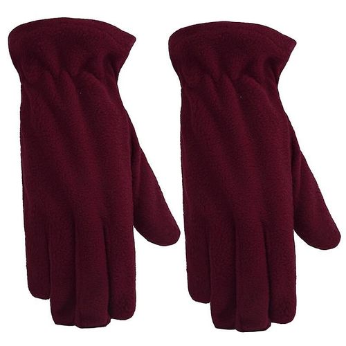Gants De Travail Gant D'hiver Doublures Coupe-Vent Polaire Thermique Chauffe-Mains Par Temps Froid Pour Hommes Et Femmes Gants Chauds Vin Rouge