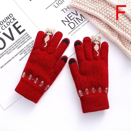 Gants D'hiver Pour Écran Tactile Pour Femmes Et Hommes, Mitaines Chaudes Et Extensibles En Tricot, Imitation Laine, Doigt Complet, Het Épais F