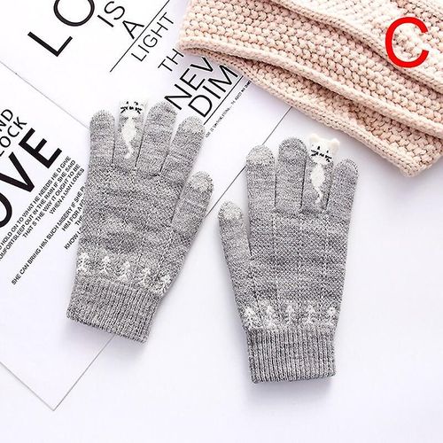 Gants D'hiver Pour Écran Tactile Pour Femmes Et Hommes, Mitaines Chaudes Et Extensibles En Tricot, Imitation Laine, Doigt Complet, Het Épais C