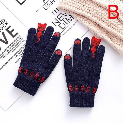 Gants D'hiver Pour Écran Tactile Pour Femmes Et Hommes, Mitaines Chaudes Et Extensibles En Tricot, Imitation Laine, Doigt Complet, Het Épais B