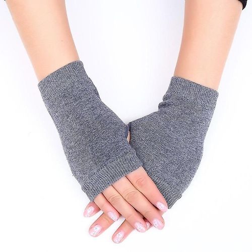 Gants Demi-Doigts Pour Femmes, Hiver, Laine Douce Et Chaude, Gants De Bras Tricotés, Mitaines Douces Et Chaudes, Unisexe, Style 02 Gris