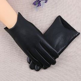 Gants D'hiver En Cuir Suédé Pour Femme, Épais, Écran Tactile, Couleur Unie, Gants De Conduite Chauds, Mitaines À Doigts Complets, Noirs