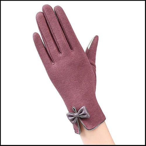 Haute Qualité Mode Femmes Élégantes Écran Tactile Gant Hiver Femme Dentelle Chaud Cachemire Arc Doigt Complet Mitaines Poignet Taille Unique Couleur Haricot