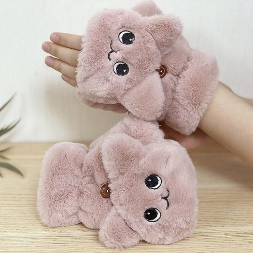 Gants En Laine Épais Et Chauds D'hiver Tricotés Sans Doigts, Doigts Exposés Épais Sans Doigts, Taille Unique, Style 33 Rose
