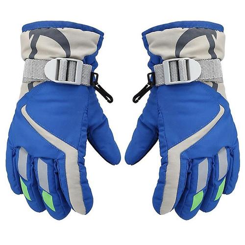 Enfants Garçons Filles Hiver Chaud Coupe-Vent Sport Gants De Ski Enfants Respirant Réglable Gant Bleu