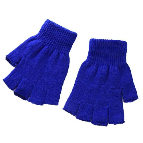 Gants Demi-Doigt Tricotés Chauds Unisexes Pour Femmes Et Hommes, Mitaines Élastiques Extensibles Sans Doigts, Couleur Unie, Noir, Gris, Bleu Profond, Hiver