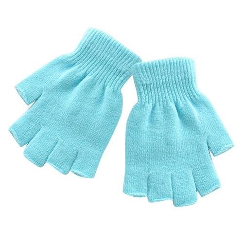 Gants Demi-Doigt Tricotés Chauds Unisexes Pour Femmes Et Hommes, Mitaines Élastiques Extensibles Sans Doigts, Couleur Unie, Noir, Gris, Bleu, Hiver