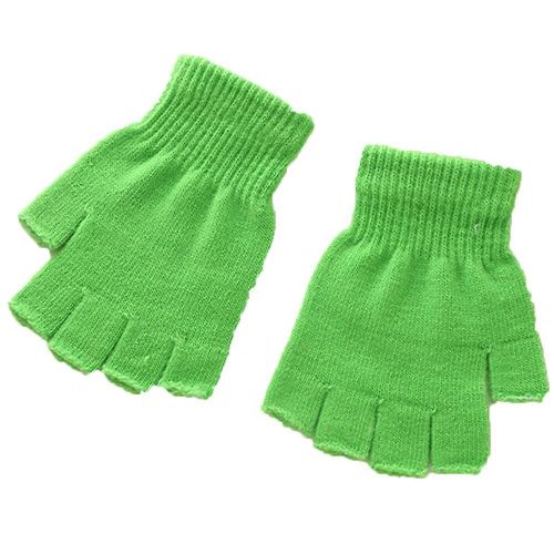 Gants Demi-Doigt Tricotés Chauds Unisexes Pour Femmes Et Hommes, Mitaines Élastiques Extensibles Sans Doigts, Couleur Unie, Noir, Gris, Vert, Hiver
