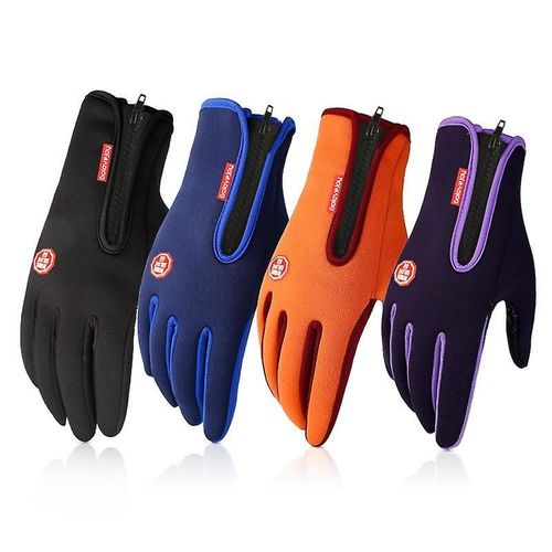 Gants D'hiver Pour Hommes Imperméables Coupe-Vent Gants Froids Snowboard Moto Équitation Conduite Chaud Écran Tactile Fermeture Éclair Gant M Orange