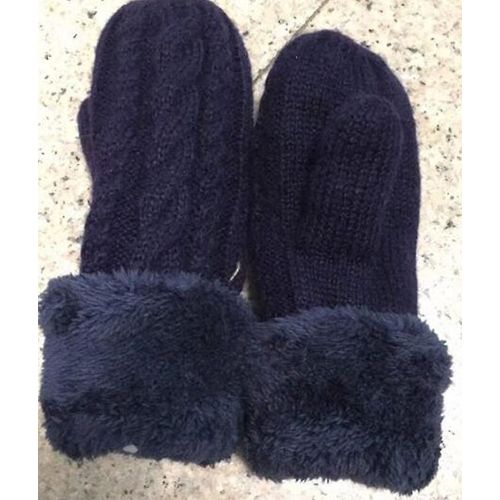 Femmes Mode Tricot Twist Fleurs Mitaines Hiver Femme Laine Plus Cachemire Velours Épaississement Chaud Doigt Complet Gants Taille Unique Cyan