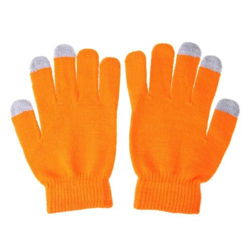 Gants Tricotés Capacitifs Chauds D'hiver Unisexes, Chauffe-Mains Pour Écran Tactile, Téléphone Intelligent, Orange