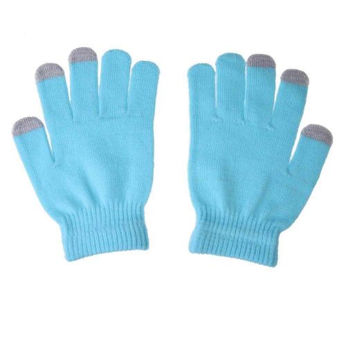 Gants Tricotés Capacitifs Chauds D'hiver Unisexes, Chauffe-Mains Pour Écran Tactile, Téléphone Intelligent, Bleu Clair