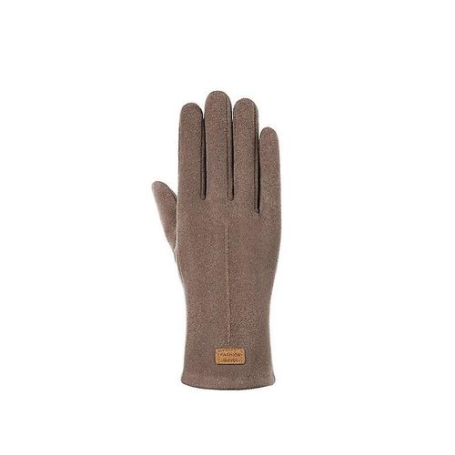 Automne Et Hiver Femmes Mode Élégant Section Mince Gants Chauds Doux Plus Velours À L'intérieur Écran Tactile Cyclisme Coupe-Vent Daim Kaki