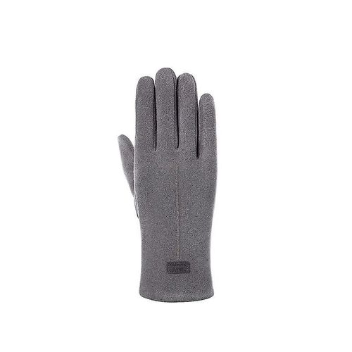 Automne Et Hiver Femmes Mode Élégant Section Mince Gants Chauds Doux Plus Velours À L'intérieur De L'écran Tactile Cyclisme Coupe-Vent En Daim Gris