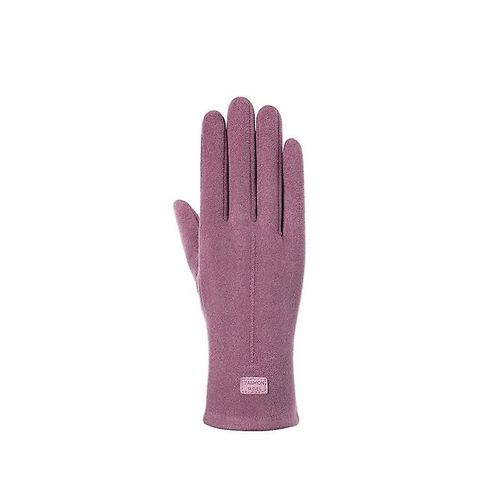 Automne Et Hiver Femmes Mode Élégant Section Mince Gants Chauds Doux Plus Velours À L'intérieur De L'écran Tactile Cyclisme Coupe-Vent En Daim Violet