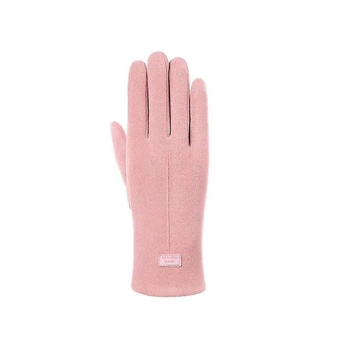 Automne Et Hiver Femmes Mode Élégant Section Mince Gants Chauds Doux Plus Velours À L'intérieur De L'écran Tactile Cyclisme Coupe-Vent En Daim Rose