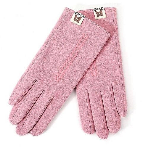 Nouvelles Femmes Hiver Garder Au Chaud Écran Tactile Section Mince Gants Monocouche Plus Velours À L'intérieur Femme Élégant Doux Gants Taille Unique N015-Rose Foncé