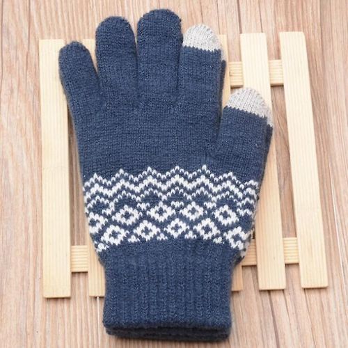 Automne Hiver Chaud Épais Hommes Gants Hiver Cachemire Laine Gants Tricotés Mitaines Solides Femmes Hiver Équitation Sking Gant Taille Unique Marine