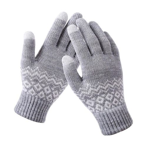 Gants D'hiver Chauds Et Épais Pour Hommes, Gants Tricotés En Laine De Cachemire, Mitaines Solides Pour Femmes, Gants D'équitation D'hiver, Taille Unique, Gris, Automne Et Hiver