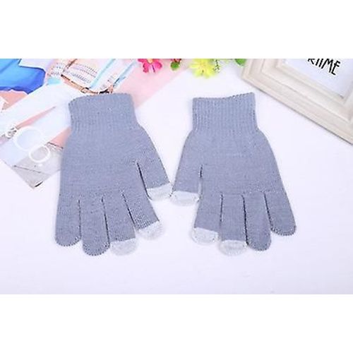 Gants D'hiver Tricotés En Cachemire Pour Femme - Gants Chauds Et Épais Pour L'automne Et L'hiver - Gants De Ski Pour Écran Tactile - Taille Unique - Style 2 - Gris